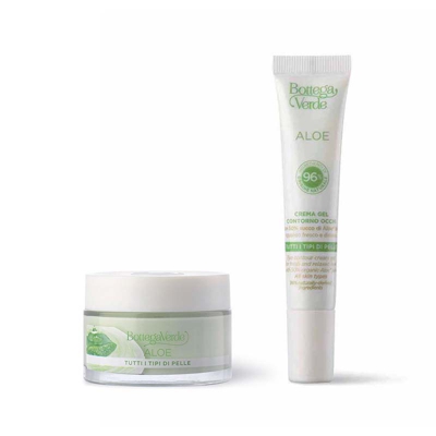 Aloe - Crema viso 24 ore - idratante, lenitiva, illuminante - con 30% succo di Aloe* bio (50 ml) - tutti i tipi di pelle + contorno occhi compreso nel