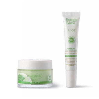Aloe - Crema gel viso 24 ore - idratante lenitiva opacizzante - con 30% succo di Aloe* bio (50 ml) - pelli miste + contorno occhi compreso nel prezzo