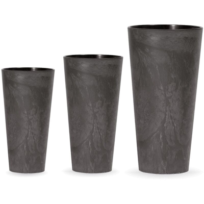 Wellhome Confezione da 3 vasi Prosperplast Tubus Slim Effect in plastica con Serbatoio di Colore Antracite, Dimensioni Set L, Grigio, L