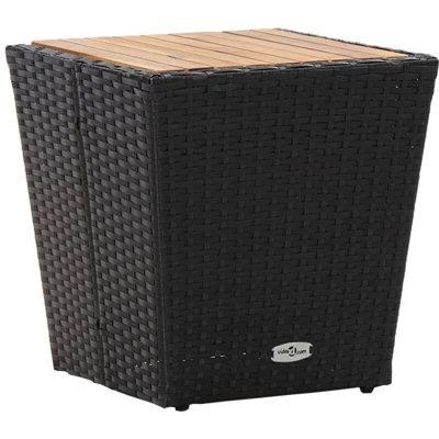 vidaXL Tavolino Nero 41,5x41,5x43 cm in Polyrattan e Legno di Acacia - Nero