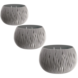 Wellhome Set di 3 vasi Prosperplast BOWL SANDY in plastica con serbatoio in colore grigio pietra, dimensioni set L precio