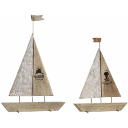 Statua Decorativa DKD Home Decor Barca a vela Alluminio Legno di mango (2 pcs) (36.5 x 10 x 54 cm) características