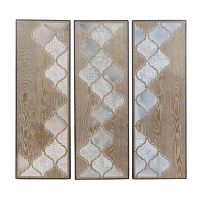 Quadro DKD Home Decor Metallo Legno MDF Etnico (3 pcs) (40 x 3 x 120 cm)