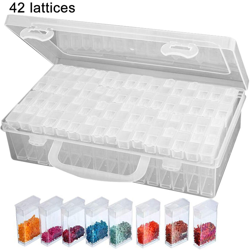 Zqyrlar - 42 griglia trasparente scatola fai da te a mano in rilievo pittura diamante scatola di immagazzinaggio di vetro scatola di perle di riso características