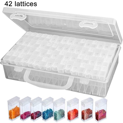 Zqyrlar - 42 griglia trasparente scatola fai da te a mano in rilievo pittura diamante scatola di immagazzinaggio di vetro scatola di perle di riso