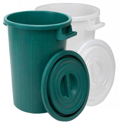 Bidone rotondo multiuso per masto di vino ed uso alimentare in plastica PVC -Bidone senza tappo / 50 litri / Verde