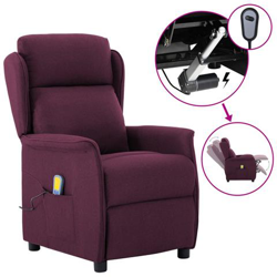 Poltrona Massaggio Elettrica Reclinabile In Tessuto Viola en oferta