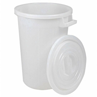 Bidone rotondo multiuso per masto di vino ed uso alimentare in plastica PVC -Bidone senza tappo / 75 litri / Bianco