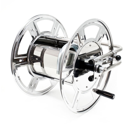 Avvolgitubo in acciaio inox con freno integrato per 50 m di tubo da Ø19 mm (3/4")