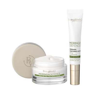 MORINGADEFENCE - Crema gel viso, detox, illuminante, antirughe, con olio di Moringa e Oxygeskin (50 ml) - pelli miste o grasse - eta 40+ +Contorno oc