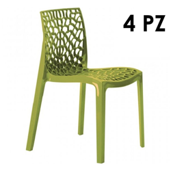 Set4pz GrandSoleil Sedia Gruvyer Prolipropilene Verde Anice Impilabile Traforata precio
