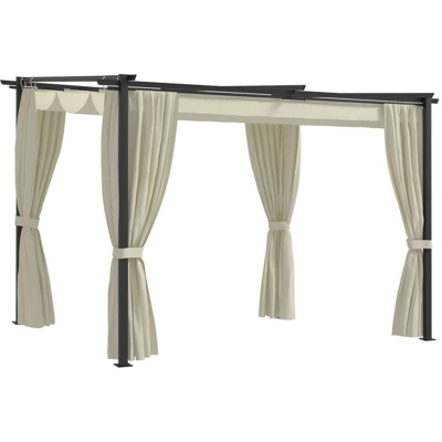 YOUTHUP Gazebo con Tende 3x3 cm Crema in Acciaio - crema