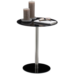10023150_46 Tavolino Rotondo da Salotto in Vetro e Acciaio Inox, Tavolo da Caffè, HxLxP: 53 x 43 x 43 cm, Nero características