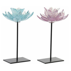 Portacandele Vetro Fiore (16 x 16 x 29 cm) (2 pcs) - Dkd Home Decor características
