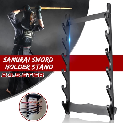 Supporto da parete Samura con spada??Espositore Katana Scaffale da parete a 6 strati Scaffale da parete a 6 strati Scaffale per spade da parete