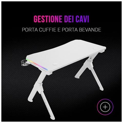Gaming Desk Ergonomica Mgdrgbw, White