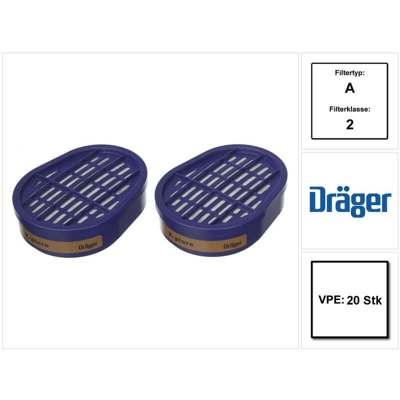 Dräger X-plore A2 Filtro a baionetta per gas - adatto a X-plore 3300 3500 5500 ( 6738873 ) - 20 pz.