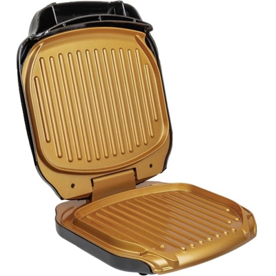 MediaShop Low Fat Elettrico Griglia pieghevole Nero, Oro