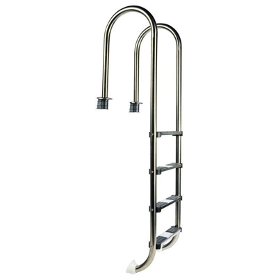 Scaletta Muro In Acciaio Inox Aisi 316l - 4 Gradini, Per Piscine Con Altezza Minima 1,30 M