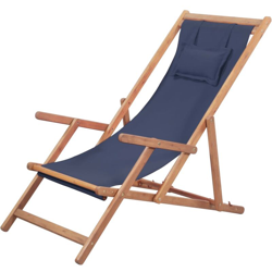 YOUTHUP Sdraio da Spiaggia Pieghevole in Tessuto e Telaio Legno Blu - Blu características