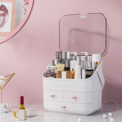 Scatola portaoggetti cosmetica per trucco desktop singolo / doppio / tre strati Cosmeticos Cosmeticos Para Mujer Custodia portaoggetti antipolvere características