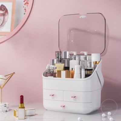 Scatola portaoggetti cosmetica per trucco desktop singolo / doppio / tre strati Cosmeticos Cosmeticos Para Mujer Custodia portaoggetti antipolvere