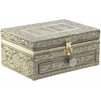 Scatola-Portagioie Legno Alluminio Arabo (1 pcs) (17.5 x 12.5 x 8.5 cm) - Dkd Home Decor