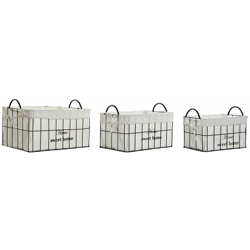 Set di Cestini Lino Metallo Loft (3 pcs) - Dkd Home Decor precio