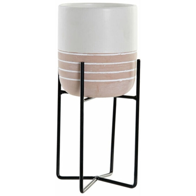 Vaso DKD Home Decor Bianco Nero Metallo Ceramica (11 x 11 x 23.2 cm)