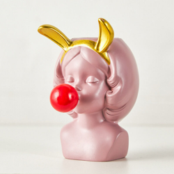 Creativo Gatto Coniglio Ragazze Vaso Disposizione Dei Fiori Vaso Scultura In Silicone Decor Rosa Coniglio Orecchie Rosa Tipo Tromba S-RABBIT en oferta