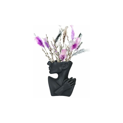 Vaso da fiori in ceramica da tavolo moderno per composizioni floreali, per interni, piante grasse, decorazione per casa, ufficio, idea regalo (nero)
