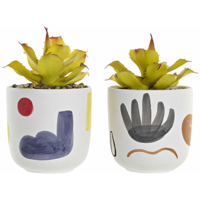 Pianta Decorativa DKD Home Decor Bianco PVC Dolomite (2 pcs) (10.5 x 10.5 x 19.5 cm)