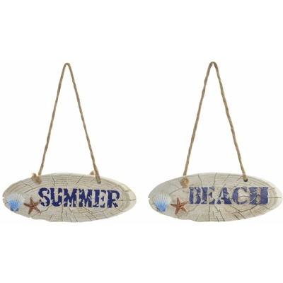 Decorazione pensile DKD Home Decor Natale Azzurro Bianco Resina Corda (2 pcs) (20 x 7.5 x 2 cm)