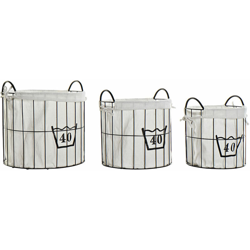 Set di Cestini Lino Metallo Loft (3 pcs) - Dkd Home Decor en oferta