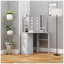 Tavolino Trucco Angolare Con Led Grigio Cemento 111x54x141,5 Cm precio
