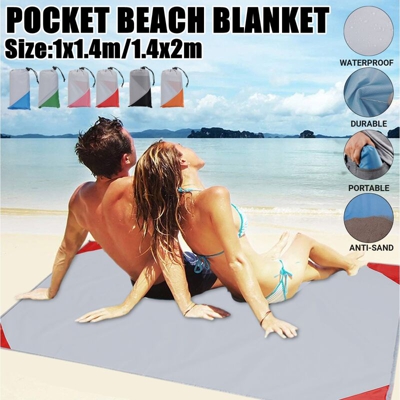 Tappetino in nylon portatile resistente alla sabbia impermeabile per coperta da spiaggia (rosa, 1x1,4 m)