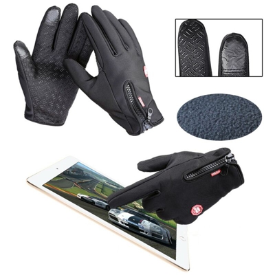 Guanti per touch screen antivento caldi invernali Sport all'aria aperta Ciclismo Sci per moto Guanto per dita intere Nero M Nero M