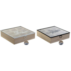 Scatola per Infusioni Geam Legno MDF (24 x 24 x 7 cm) (2 pcs) - Dkd Home Decor en oferta