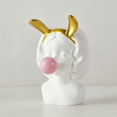 Creativo Gatto Coniglio Ragazze Vaso Disposizione Dei Fiori Vaso In Silicone Scultura Decor Bianco Orecchie Di Coniglio Bianco Tromba Bianco Orecchio