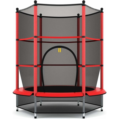 Trampolino Elastico da Giardino per Bambini con Cuscinetti di Sicurezza, Tappeto Elastico Rotondo con Rete di Protezione per Esterno ed Interno