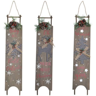 Statua Decorativa DKD Home Decor Legno (2 pcs) (15 x 77 x 8 cm)