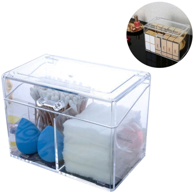 Dispenser per tampone di cotone Contenitore per batuffoli di cotone e tampone con coperchio Organizzatore rotondo in cotone acrilico trasparente