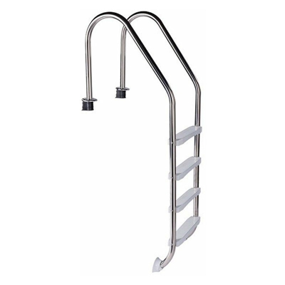 Scaletta Standard In Acciaio Inox 304 E Gradini In Pvc - 4 Gradini, Per Piscine Con Altezza Minima 1,30 M