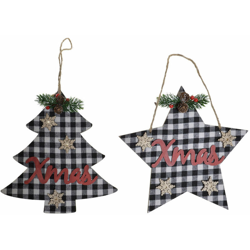 Decorazione pensile DKD Home Decor Natale Bianco Nero Legno (2 pcs) (26 x 0.5 x 26 cm) (23 x 0.5 x 25 cm) precio