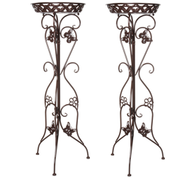 2x 37,5 "Supporto per piante alte in metallo Supporto per fiori Giardino Patio Decorazioni per la casa 30kg Coffee Brown precio
