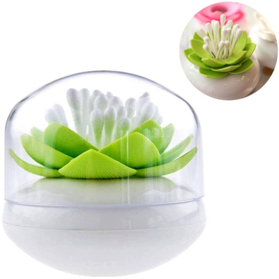Zqyrlar - Organizer per bastoncini di cotone Tampone a forma di loto Contenitore per cosmetici Contenitore per stuzzicadenti Contenitore per