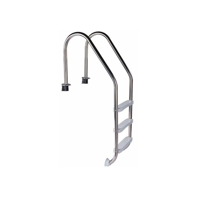Scaletta Standard In Acciaio Inox 304 E Gradini In Pvc - 3 Gradini, Per Piscine Con Altezza Minima 1,10 M