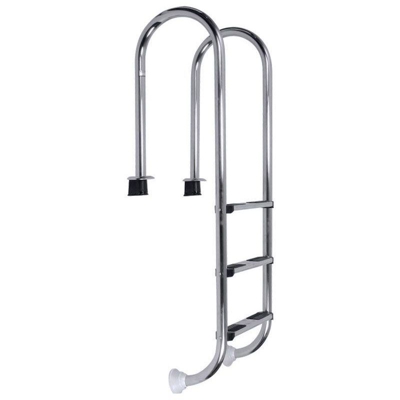 Scaletta Muro In Acciaio Inox Aisi 316l - 3 Gradini, Per Piscine Con Altezza Minima 1,10 M