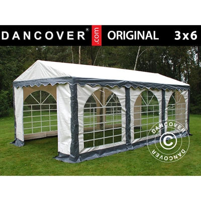 Tendone gazebo per feste Original 3x6m PVC, Grigio/Bianco