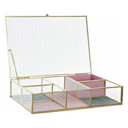Scatola-Portagioie Metallo Vetro Moderno (25 x 17 x 5.5 cm) - Dkd Home Decor precio